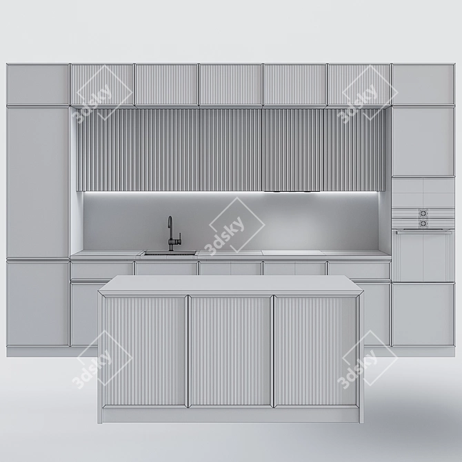 Sleek Terazzo Gray Kitchen 3D model image 15