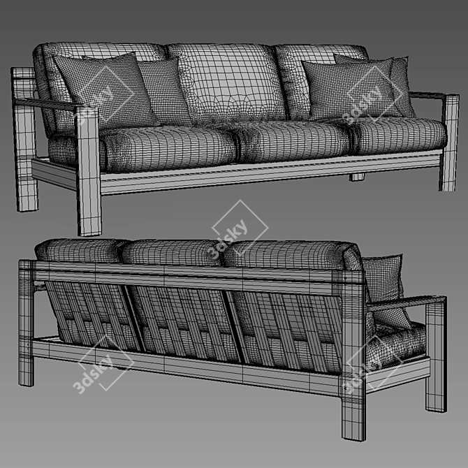 Gloster LOOP 3-Seater Sofa: Contemporary Elegance for Your Home 3D model image 3