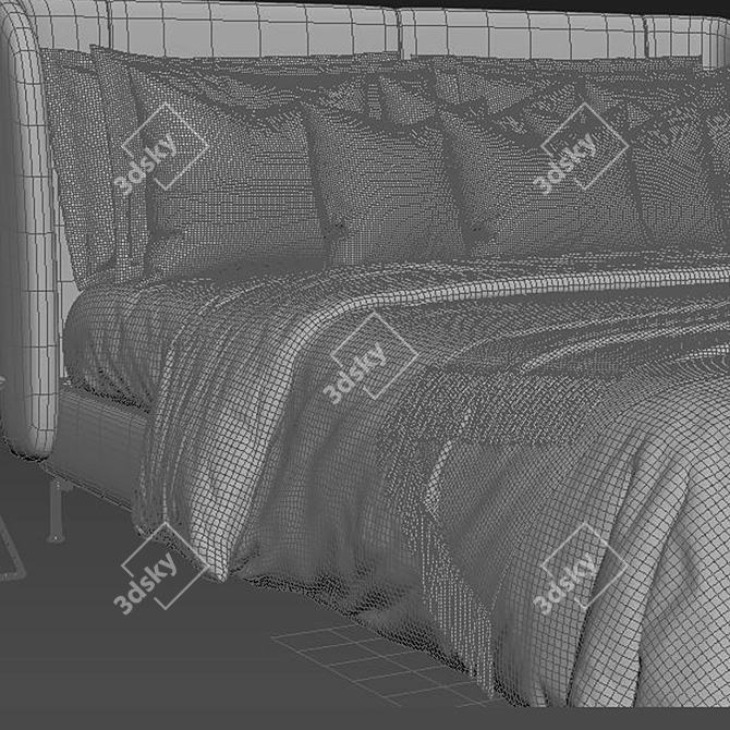 IKEA TUFJORD Upholstered Bed: Comfortable Elegance for Dreamy Nights 3D model image 4