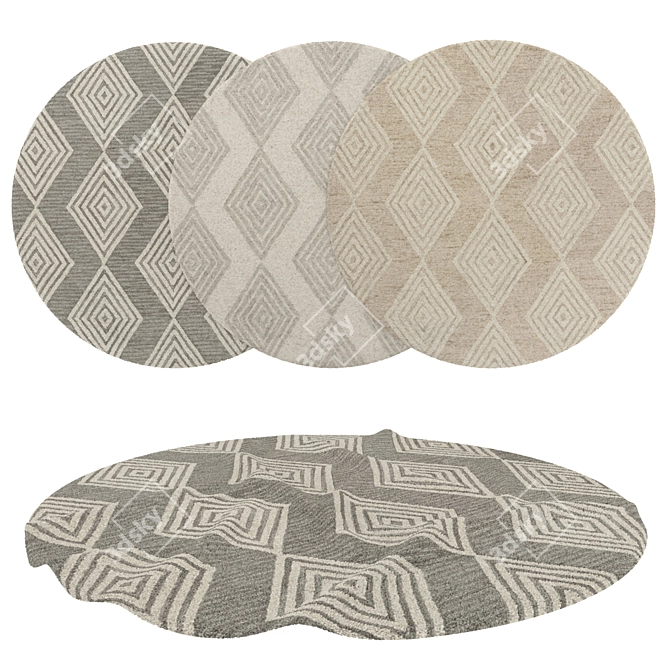 Versatile 6-Piece Round Rug Set 3D model image 1