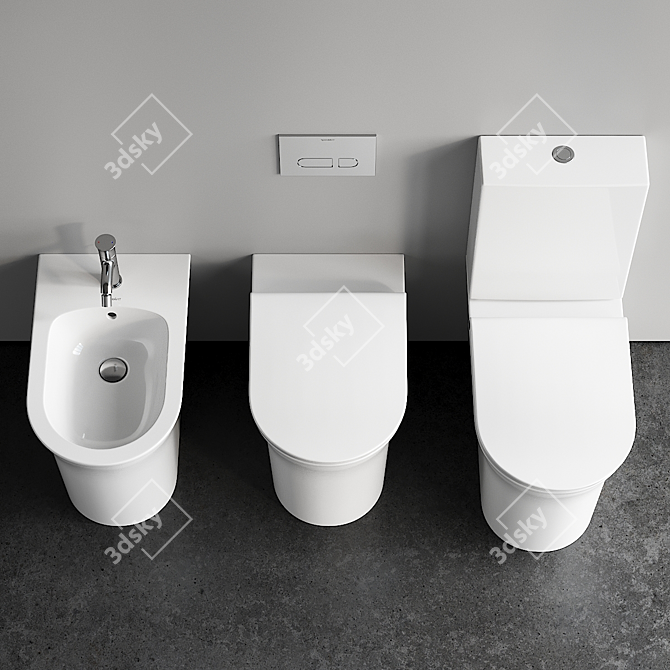 Duravit White Tulip Close Coupled Toilet 3D model image 4