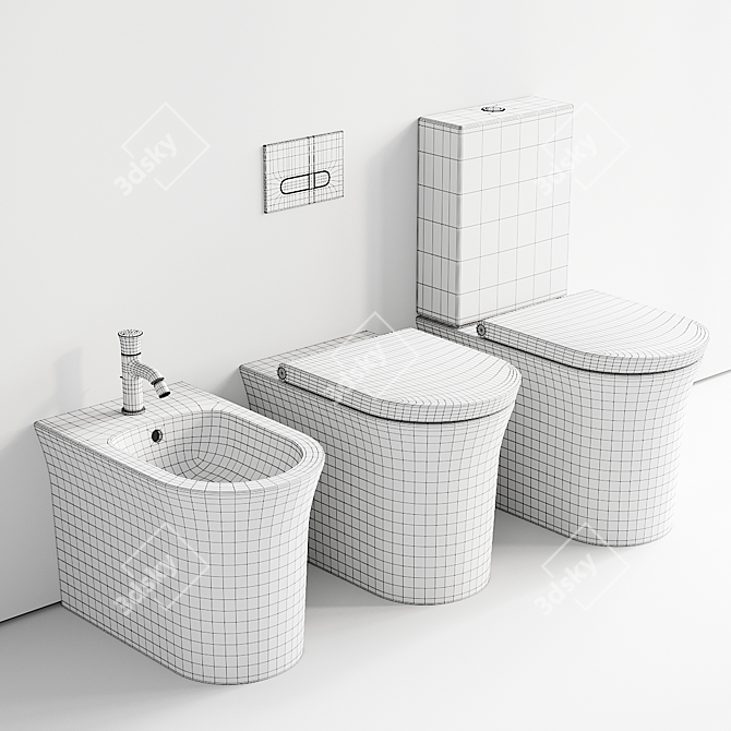 Duravit White Tulip Close Coupled Toilet 3D model image 5