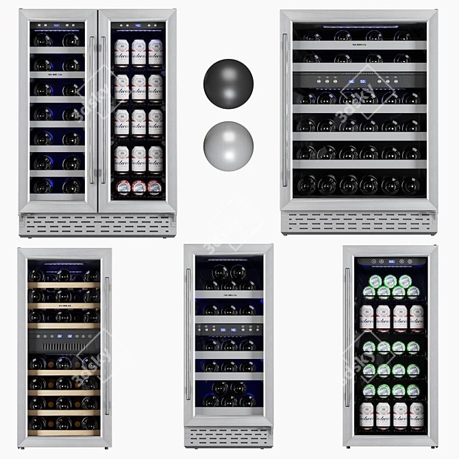 Phiestina Wine Cooler Fridge Set 3D model image 1