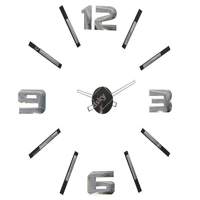 Modern Mirror Wall Clock 3D model image 2