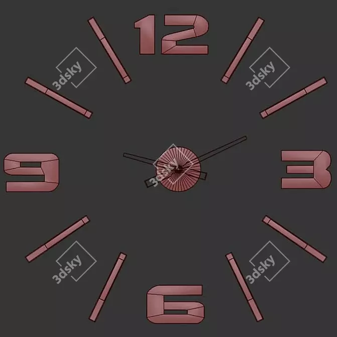 Modern Mirror Wall Clock 3D model image 4