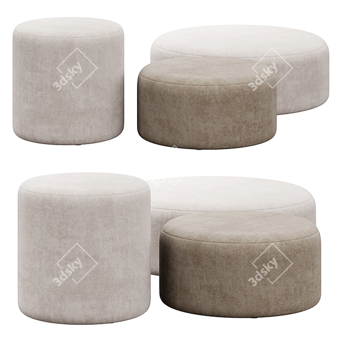 Folk Pouf Collection: Stylish, Cozy Seating 3D model image 1