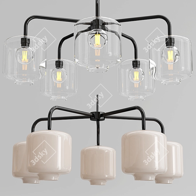 Elegant Glass Chandelier: Sculptural Collection 3D model image 5