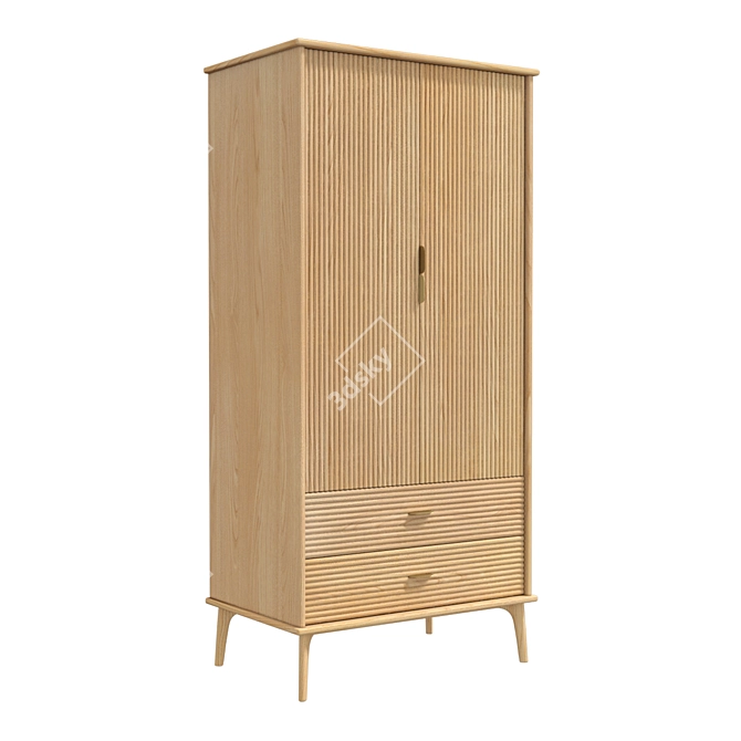 Kendal Oak Brass Cabinet 3D model image 1