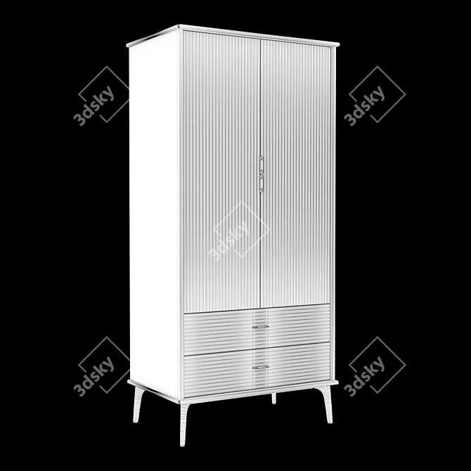 Kendal Oak Brass Cabinet 3D model image 3