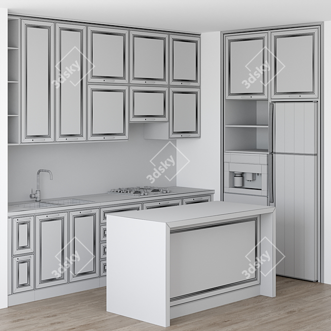 Modern Kitchen Set with Miele and Kaiser Appliances 3D model image 5