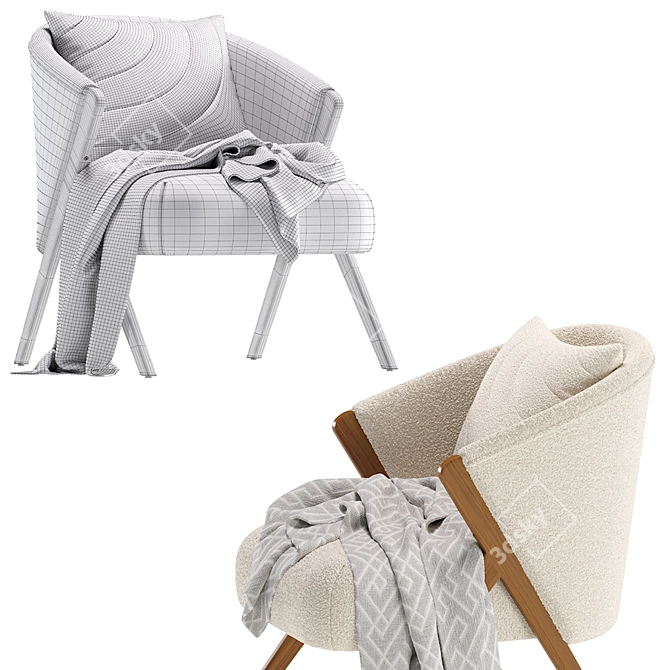 Cozy Boucle Armchair by Zara Home 3D model image 7