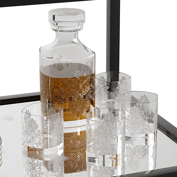 Sleek Drink Bar Cart Set 3D model image 4