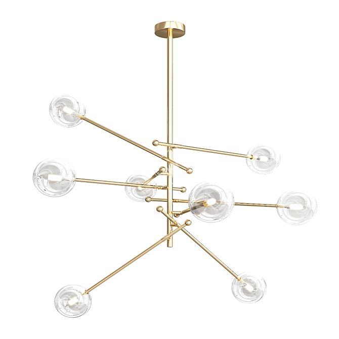Modern Bronze 8-Light Glass Ceiling Chandelier 3D model image 1