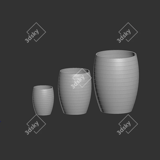 Modern Oval Concrete Planters 3D model image 3