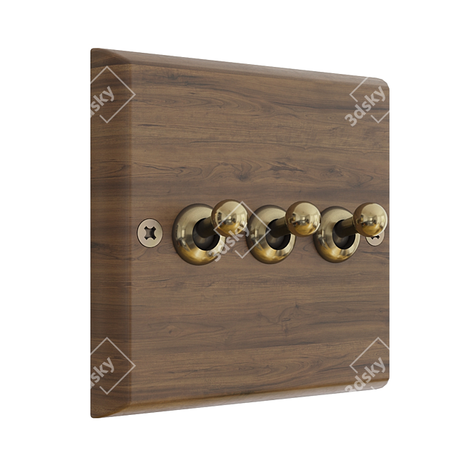 Retro-style Socket and Switch Set 3D model image 4