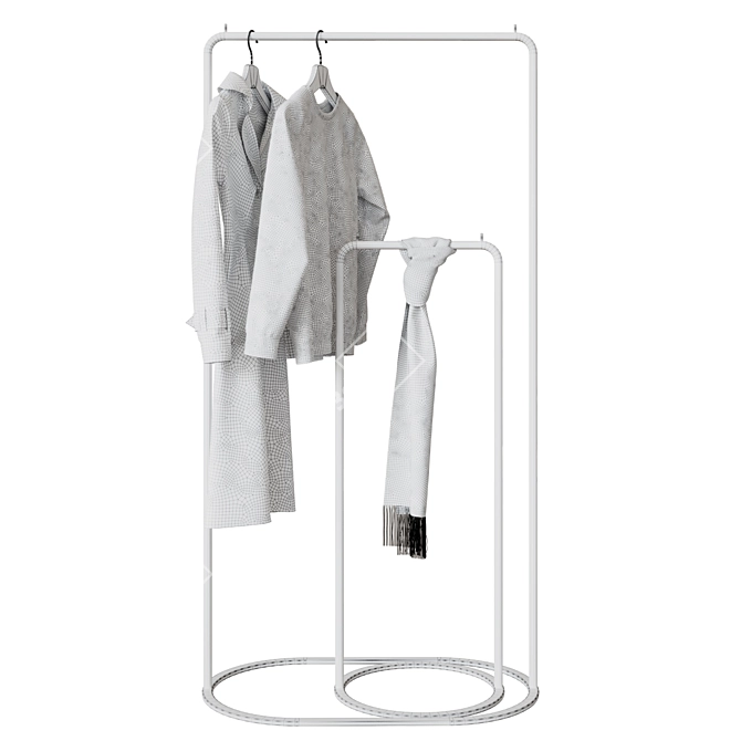 Sleek Black Clothes Hanger Rack 3D model image 5