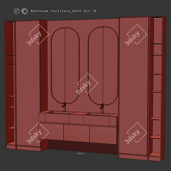 Title: Compact Bath Set 10 - Stylish Bathroom Furniture 3D model image 4