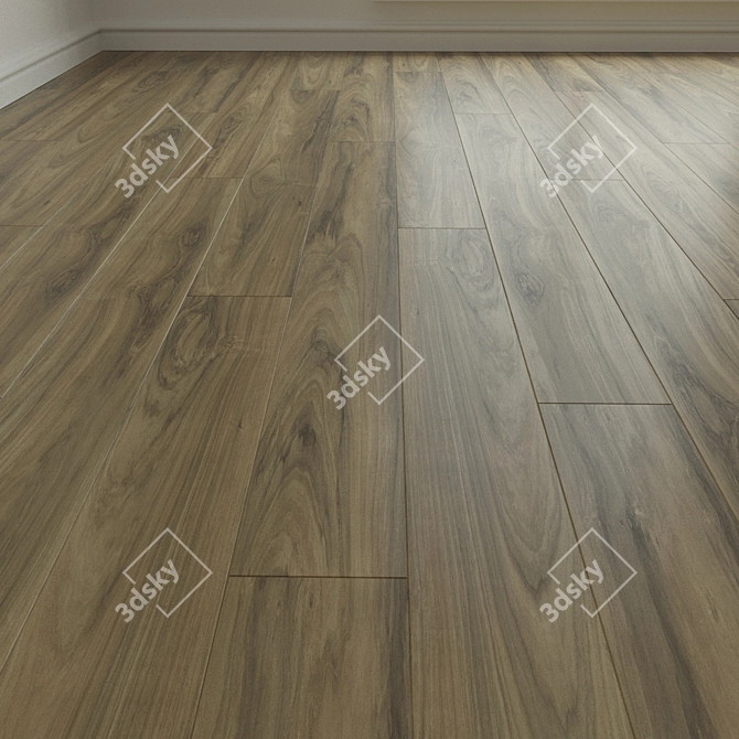 Versatile Laminate Flooring - Dark & Light Wood Board 3D model image 1