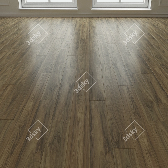 Versatile Laminate Flooring - Dark & Light Wood Board 3D model image 3