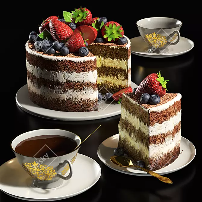  Honey Cake 3D Model 3D model image 1