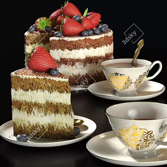  Honey Cake 3D Model 3D model image 2