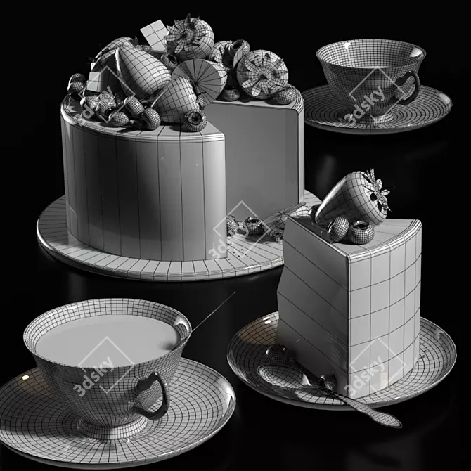  Honey Cake 3D Model 3D model image 4