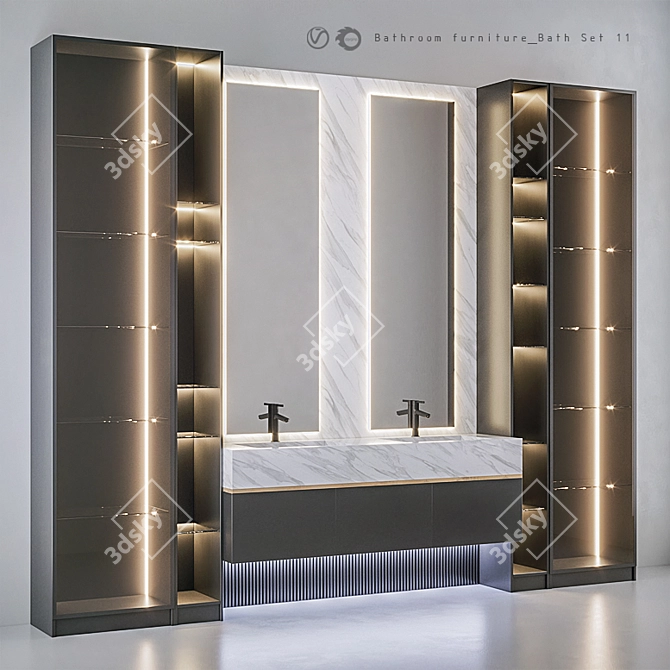 Modern Bathroom Furniture Set 3D model image 2