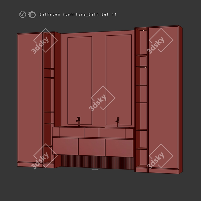 Modern Bathroom Furniture Set 3D model image 4