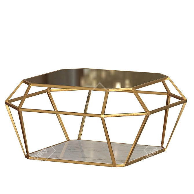 Elegant Gold Geometric Coffee Table 3D model image 1