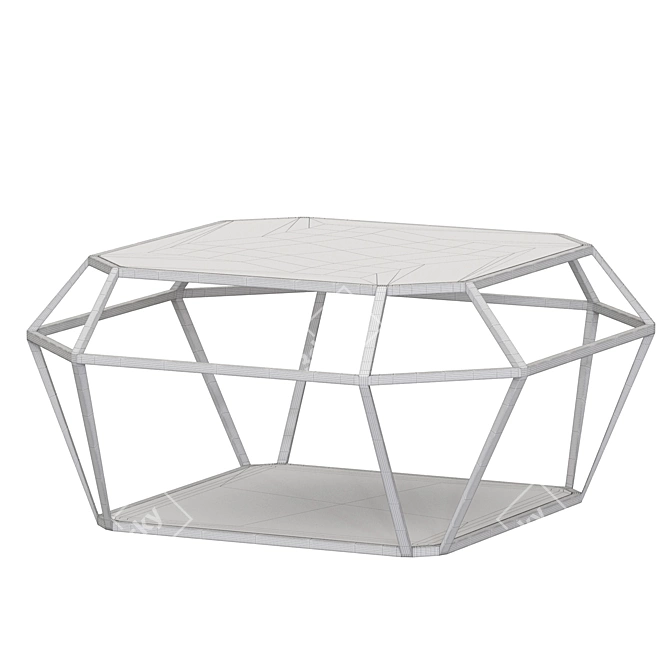 Elegant Gold Geometric Coffee Table 3D model image 2