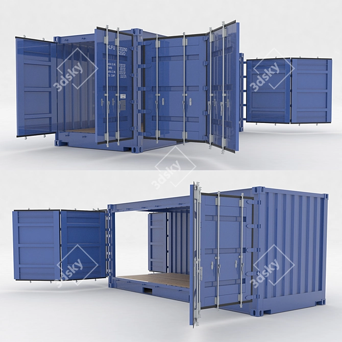 20ft Open Side Sea Container with Animated Doors 3D model image 3