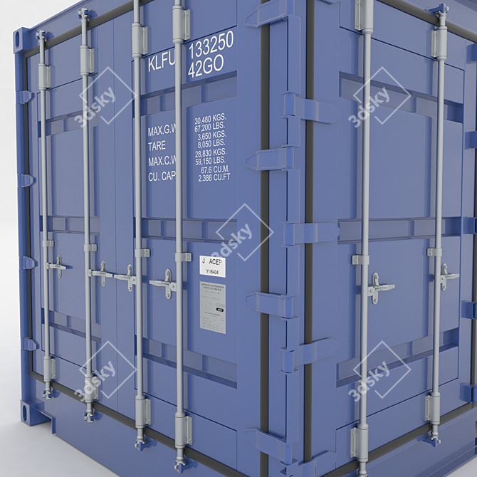 20ft Open Side Sea Container with Animated Doors 3D model image 5