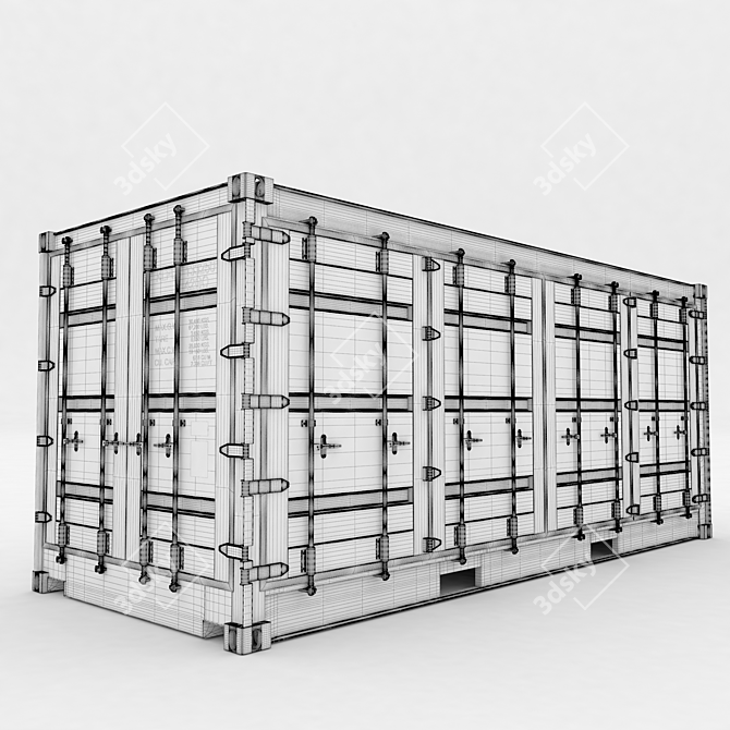 20ft Open Side Sea Container with Animated Doors 3D model image 6