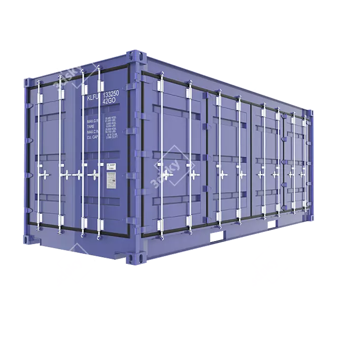 20ft Open Side Sea Container with Animated Doors 3D model image 7