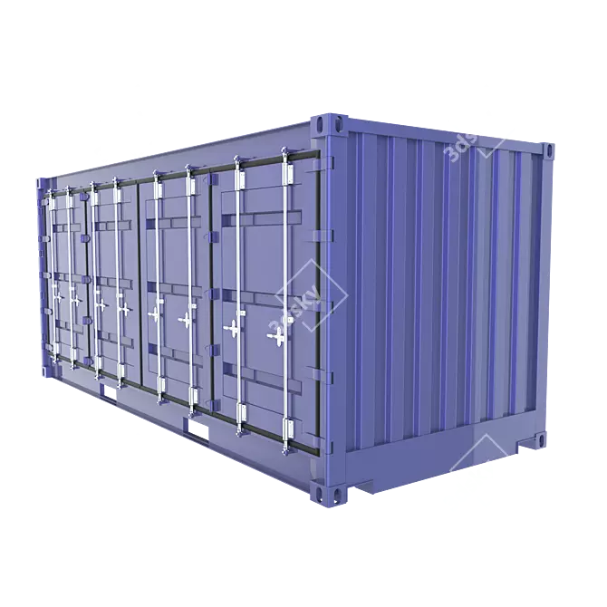 20ft Open Side Sea Container with Animated Doors 3D model image 8