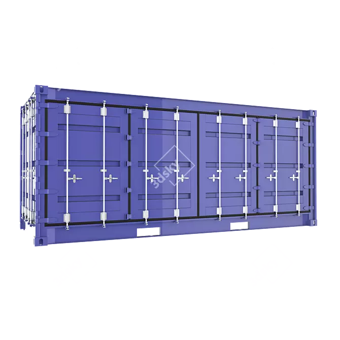 20ft Open Side Sea Container with Animated Doors 3D model image 11