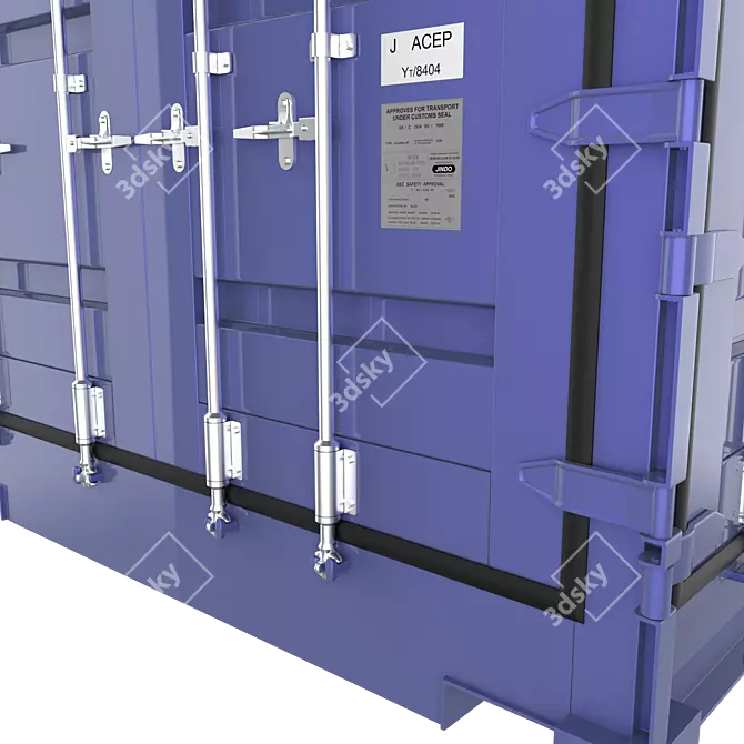 20ft Open Side Sea Container with Animated Doors 3D model image 12