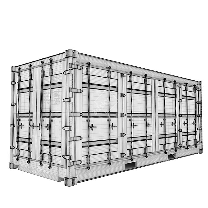 20ft Open Side Sea Container with Animated Doors 3D model image 14