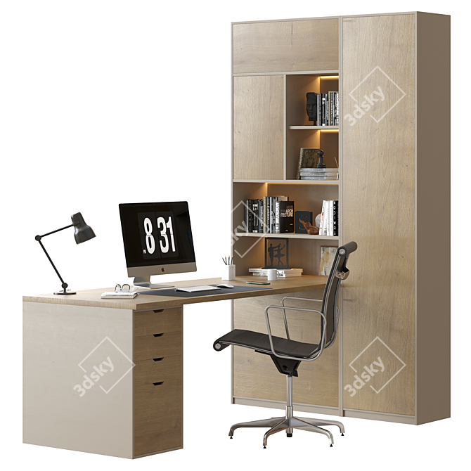 Versatile Office Furniture Set with Three Bookshelf Options 3D model image 2