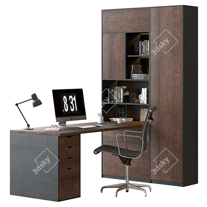 Versatile Office Furniture Set with Three Bookshelf Options 3D model image 3