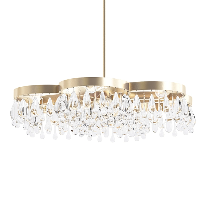 Modern Daisy Nickel Chandelier 3D model image 1