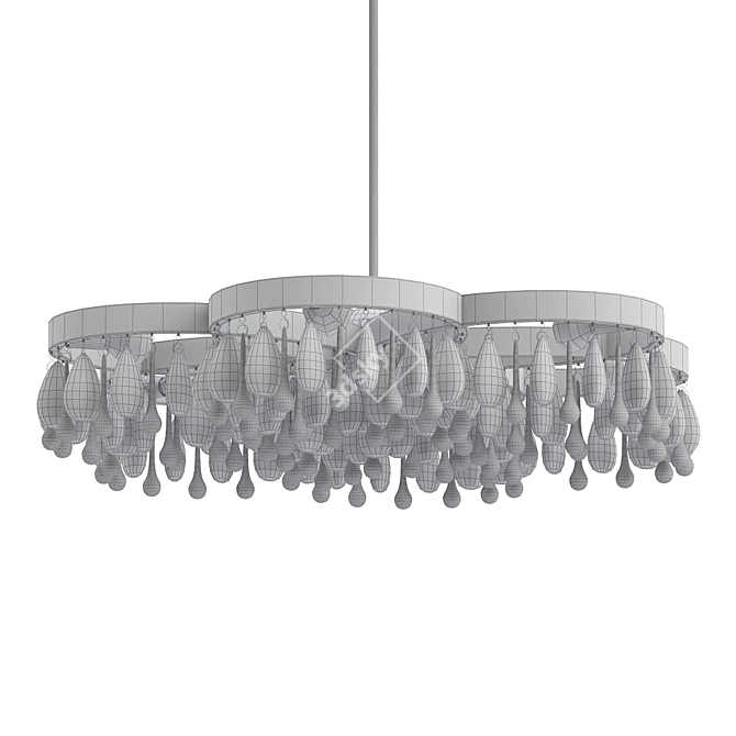 Modern Daisy Nickel Chandelier 3D model image 2