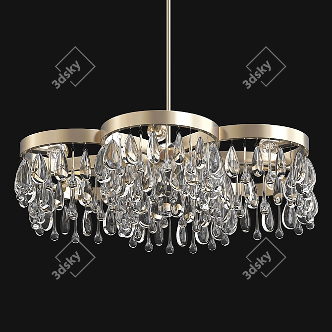 Modern Daisy Nickel Chandelier 3D model image 3