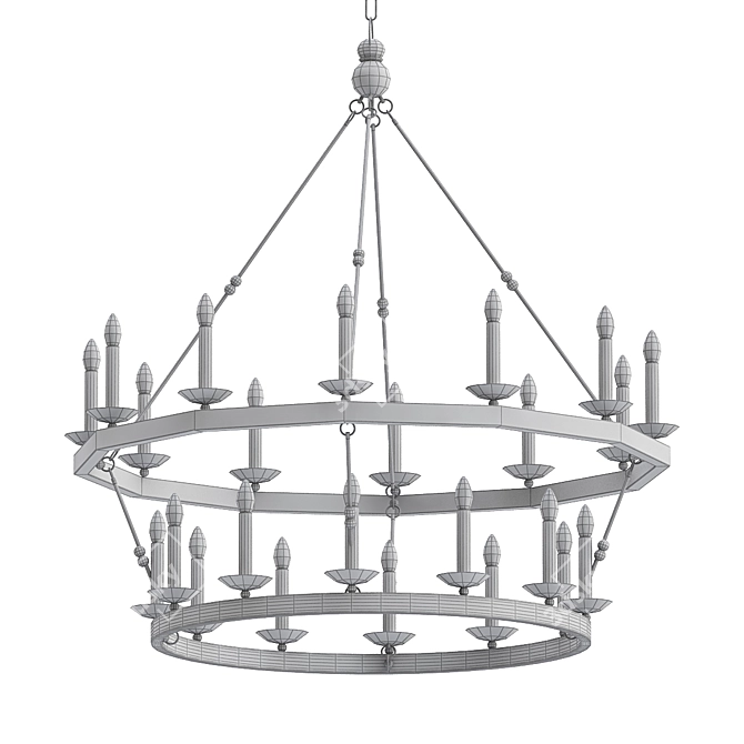 Glamorous Allendale 2-Tier Chandelier 3D model image 2