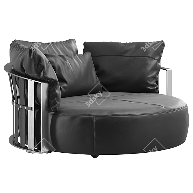 Modern Scarlett Leather Armchair: Stylish & Wide 3D model image 1