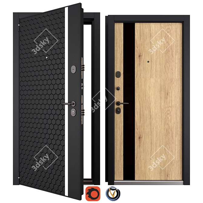 Premium Metal Entry Door - Newest NT 2 (Holz) 3D model image 1