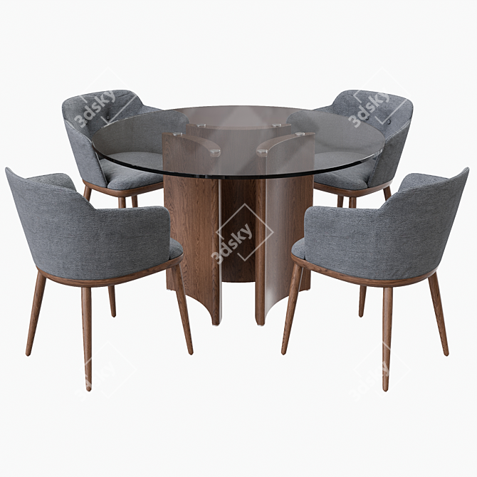Elegant Porada Table & Chair 3D model image 1