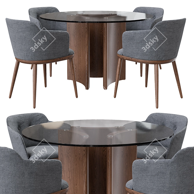Elegant Porada Table & Chair 3D model image 2