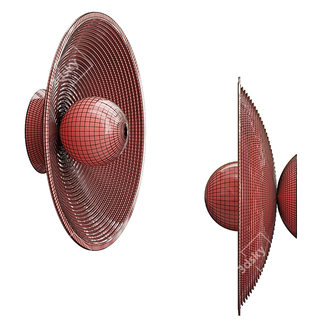 Sleek Circles Wall Sconce 3D model image 2