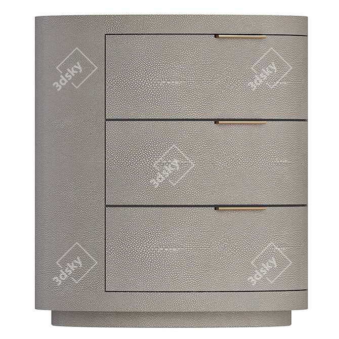 Elegant Shagreen Round Nightstand 3D model image 1